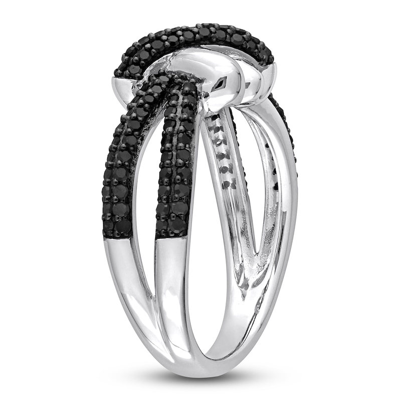 Main Image 2 of Y-Knot Black Diamond Ring 1/2 ct tw Round 14K White Gold