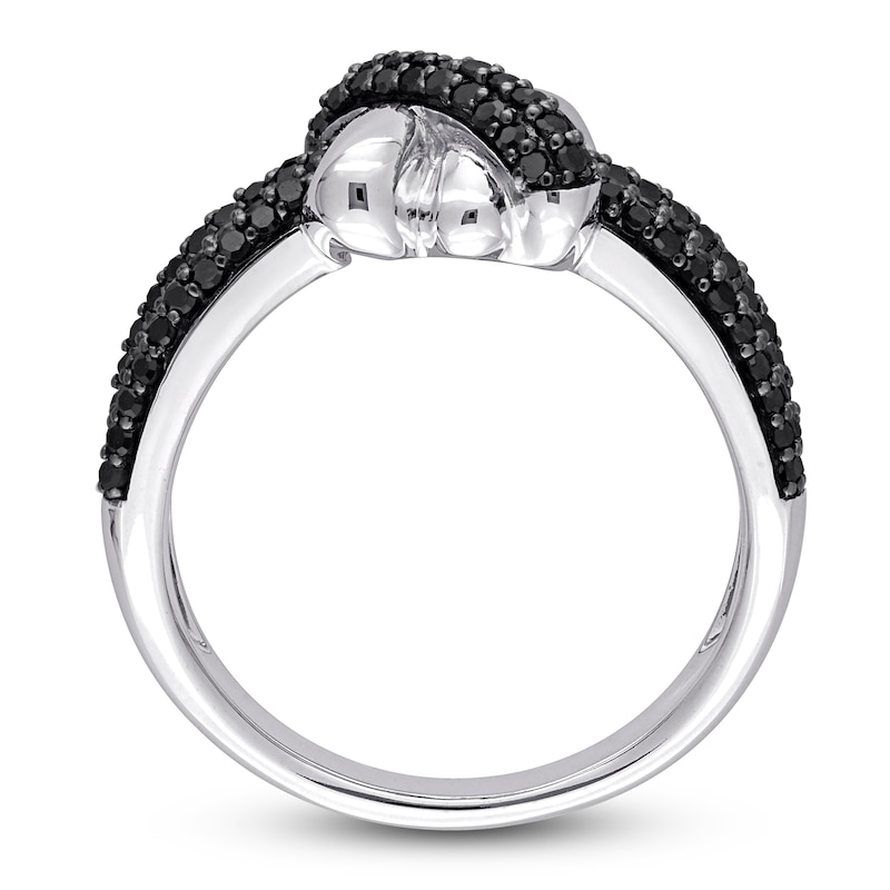 Main Image 3 of Y-Knot Black Diamond Ring 1/2 ct tw Round 14K White Gold