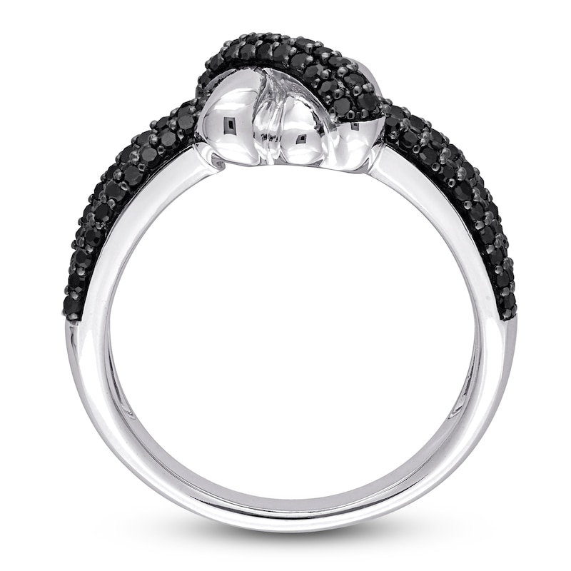 Y-Knot Black Diamond Ring 1/2 ct tw Round 14K White Gold