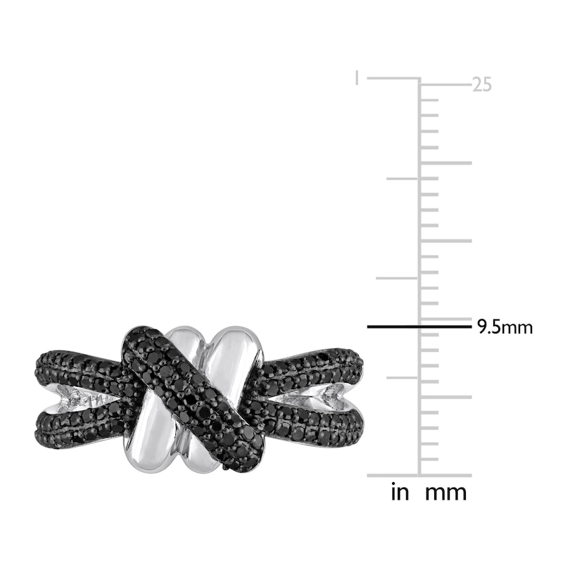 Main Image 4 of Y-Knot Black Diamond Ring 1/2 ct tw Round 14K White Gold