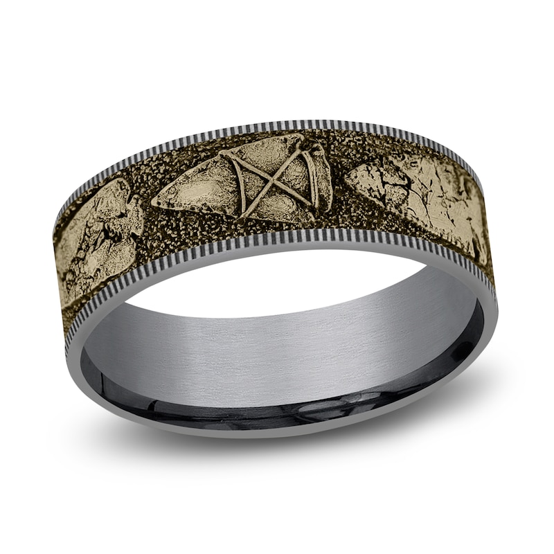 Main Image 1 of Men's Arrowhead Wedding Band Tantalum/14K Yellow Gold 7.5mm