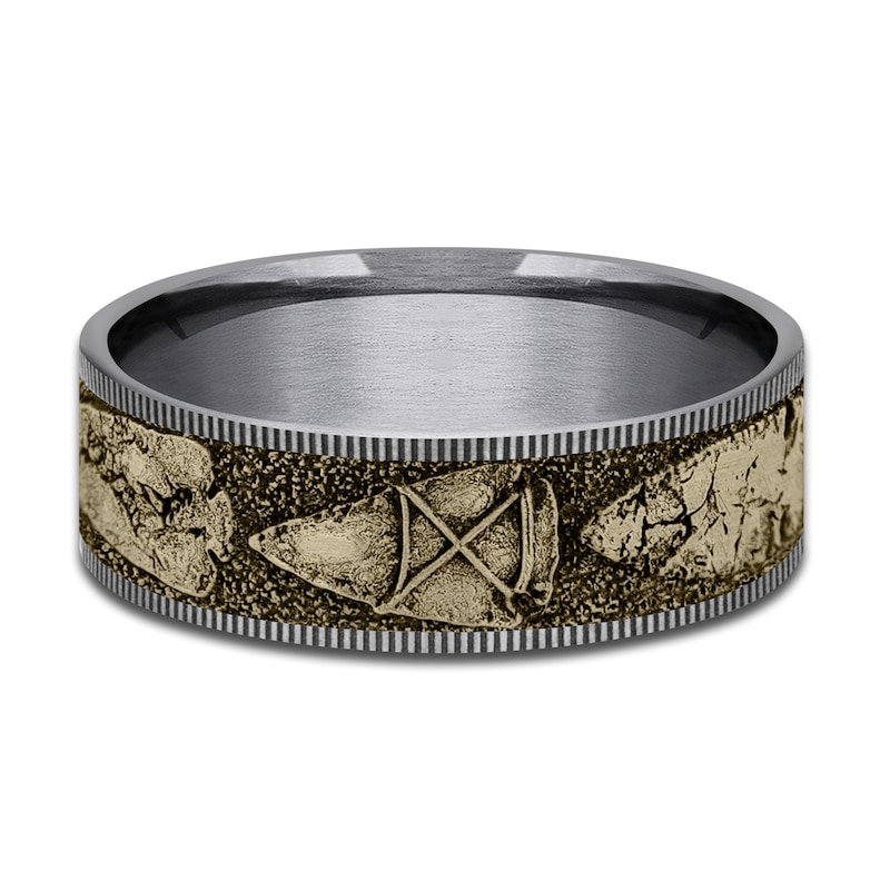 Main Image 3 of Men's Arrowhead Wedding Band Tantalum/14K Yellow Gold 7.5mm