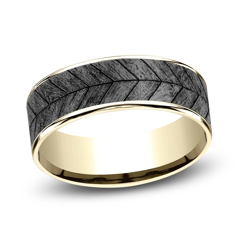 Chevron Wedding Band Tantalum/14K Yellow Gold 7.5mm