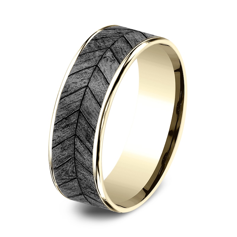 Chevron Wedding Band Tantalum/14K Yellow Gold 7.5mm