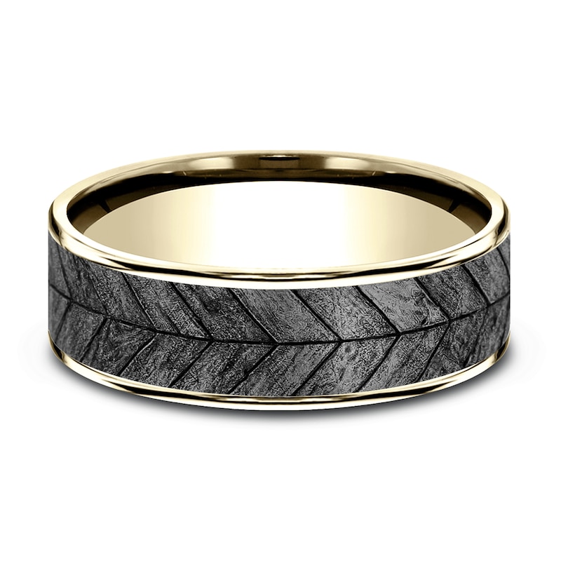 Main Image 3 of Chevron Wedding Band Tantalum/14K Yellow Gold 7.5mm