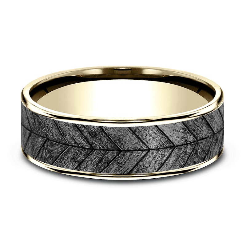 Chevron Wedding Band Tantalum/14K Yellow Gold 7.5mm