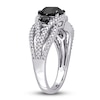 Thumbnail Image 2 of Black & White Diamond 3-Stone Ring 1-7/8 ct tw Round 14K White Gold