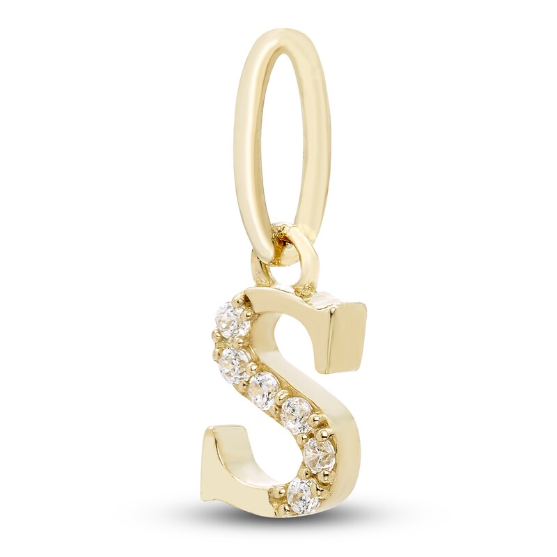 Main Image 2 of Initial S Necklace Charm Diamond Accents 10K Yellow Gold
