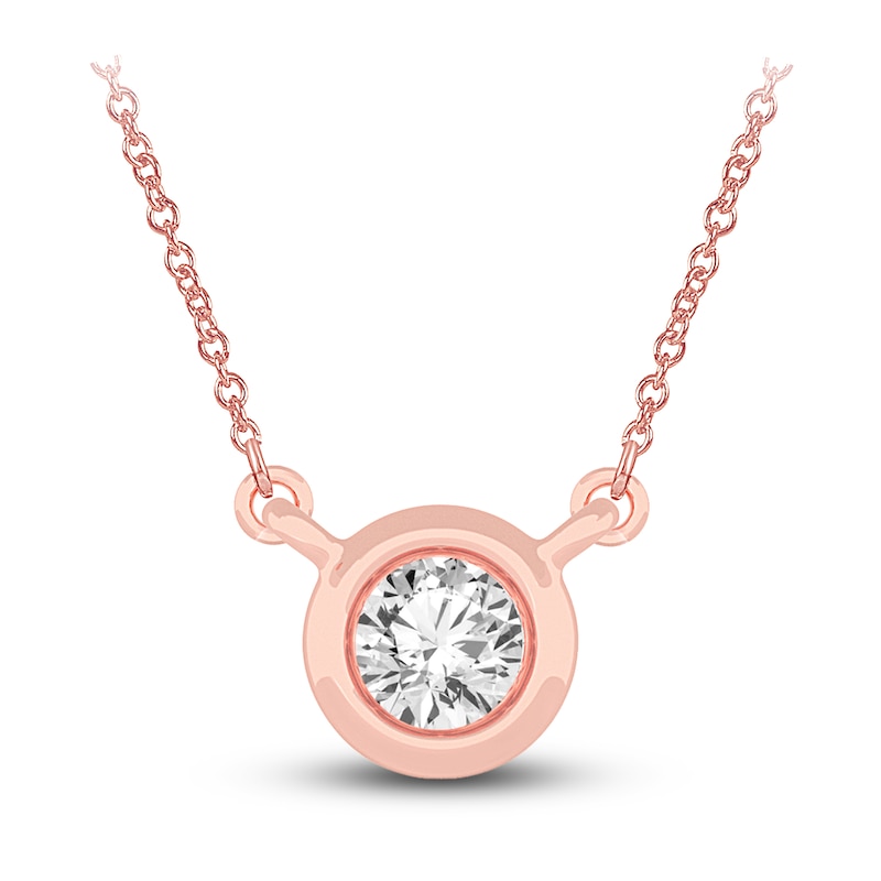 Main Image 1 of Diamond Pendant Necklace 1/4 ct tw Round 14K Rose Gold 18" (I2,I)