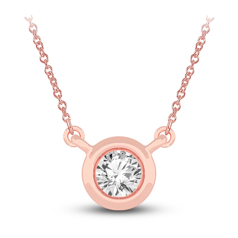 Diamond Pendant Necklace 1/4 ct tw Round 14K Rose Gold 18" (I2,I)