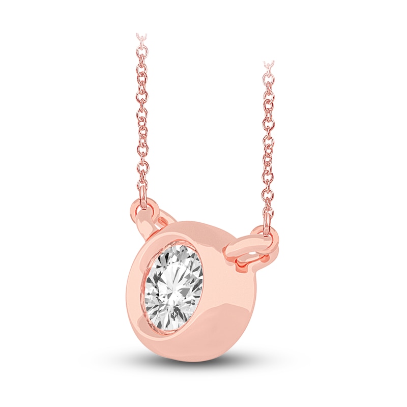 Main Image 2 of Diamond Pendant Necklace 1/4 ct tw Round 14K Rose Gold 18" (I2,I)