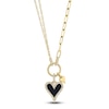 Thumbnail Image 1 of Shy Creation Natural Onyx Heart Pendant Necklace 1/8 ct tw Diamonds 14K Yellow Gold 18" SC55025146
