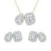 Thumbnail Image 0 of Diamond Pendant Necklace & Earring Set 1-1/2 ct tw Emerald/Pear/ Round 14K Yellow Gold