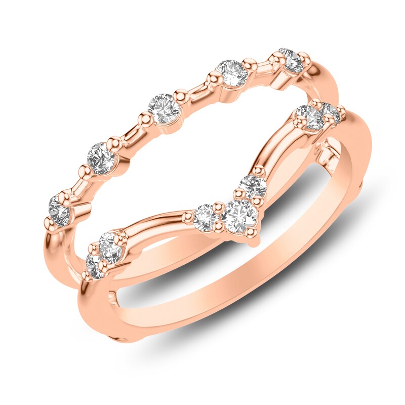 Main Image 2 of Diamond Chevron Enhancer Band 1/3 ct tw Round 14K Rose Gold