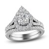 Thumbnail Image 1 of Diamond Halo Bridal Set 2 ct tw Round 14K White Gold