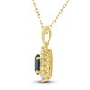 Thumbnail Image 2 of Montana Blue Oval-Cut Natural Sapphire Pendant Necklace 1/4 ct tw Round Diamonds 14K Yellow Gold 18"