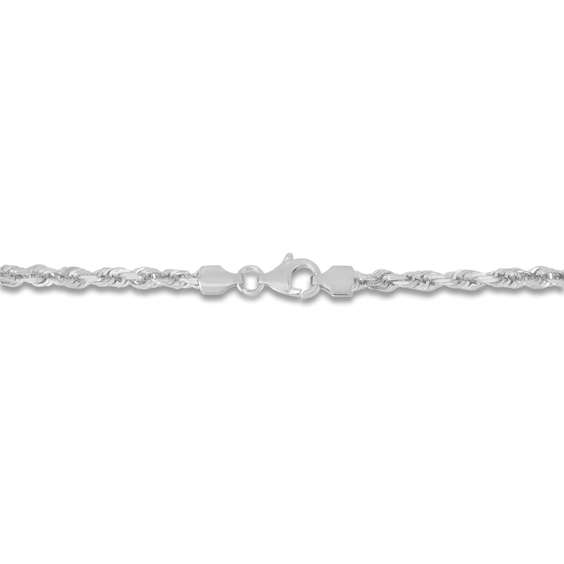 Main Image 2 of Solid Diamond-Cut Rope Chain Necklace 14K White Gold 22" 3.0mm