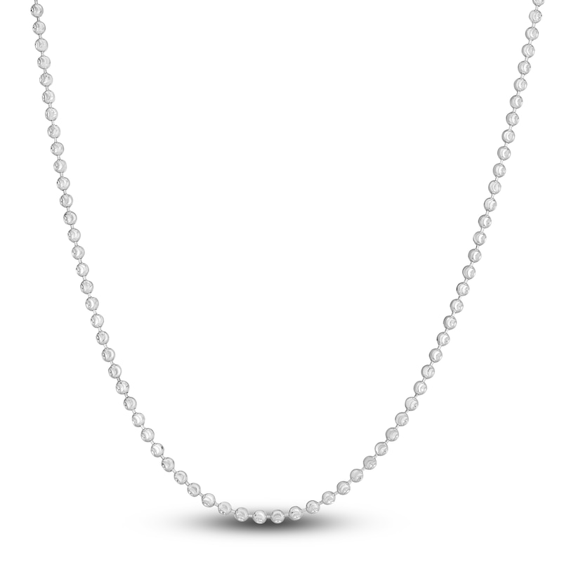 Main Image 1 of Solid Beaded Chain Necklace 14K White Gold 24" 2.5mm