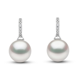 Yoko London Cultured Freshwater Pearl Earrings Diamond Accents 18K White Gold