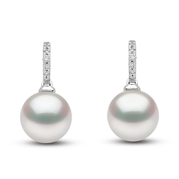 Yoko London Freshwater Cultured Pearl Earrings Diamond Accents 18K White Gold