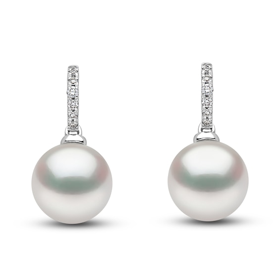 Yoko London Freshwater Cultured Pearl Earrings Diamond Accents 18K White Gold