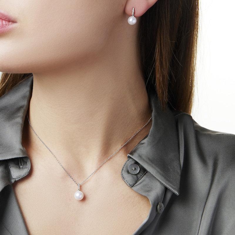 Main Image 5 of Yoko London Freshwater Cultured Pearl Earrings Diamond Accents 18K White Gold