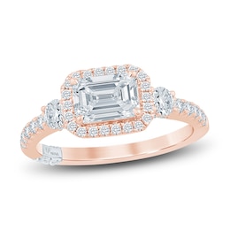 Pnina Tornai Lab-Grown Diamond Engagement Ring 1-5/8 ct tw Emerald/Round 14K Rose Gold
