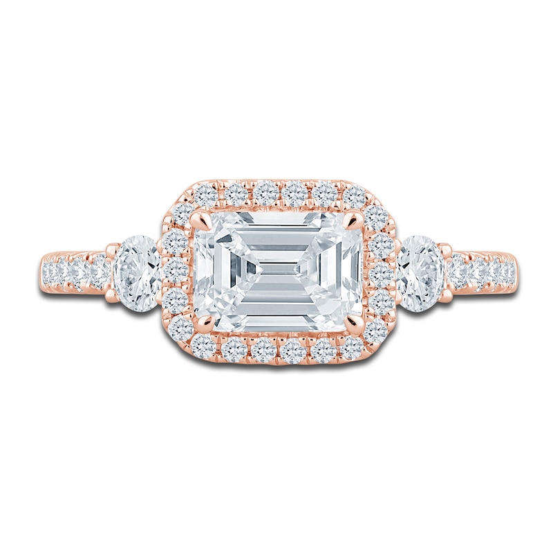 Main Image 3 of Pnina Tornai Lab-Grown Diamond Engagement Ring 1-5/8 ct tw Emerald/Round 14K Rose Gold