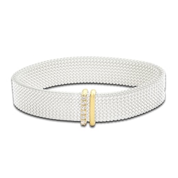 Image of stainless steel white and gold bracelet.