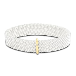 ZYDO White Stretch Bracelet 18K Yellow Gold/Stainless Steel 6.5&quot;