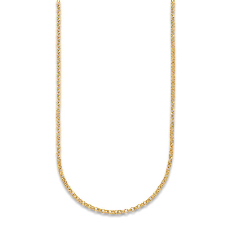 Main Image 2 of High-Polish Rolo Chain Necklace 24K Yellow Gold 18" 2.1mm