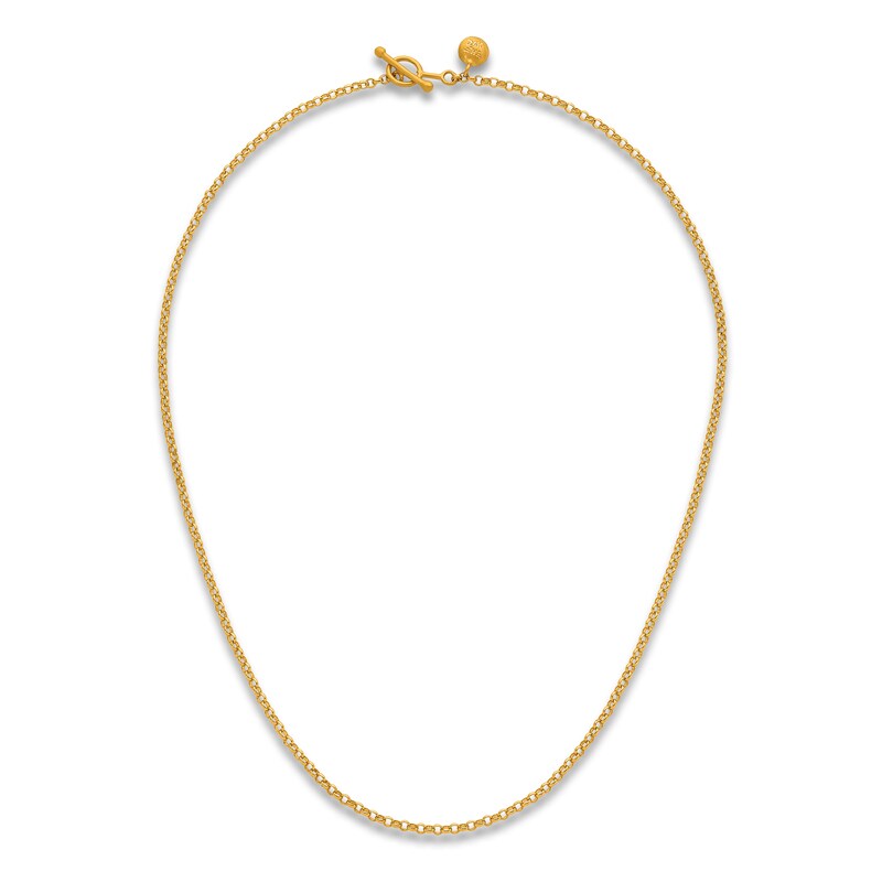 Main Image 4 of High-Polish Rolo Chain Necklace 24K Yellow Gold 18" 2.1mm