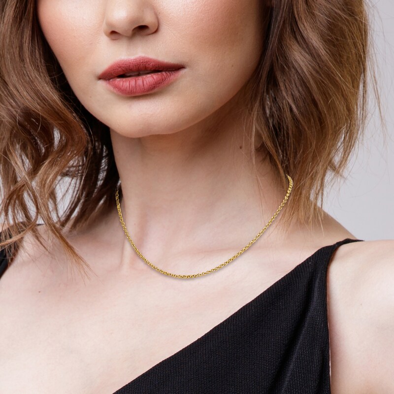 Main Image 5 of High-Polish Rolo Chain Necklace 24K Yellow Gold 18" 2.1mm