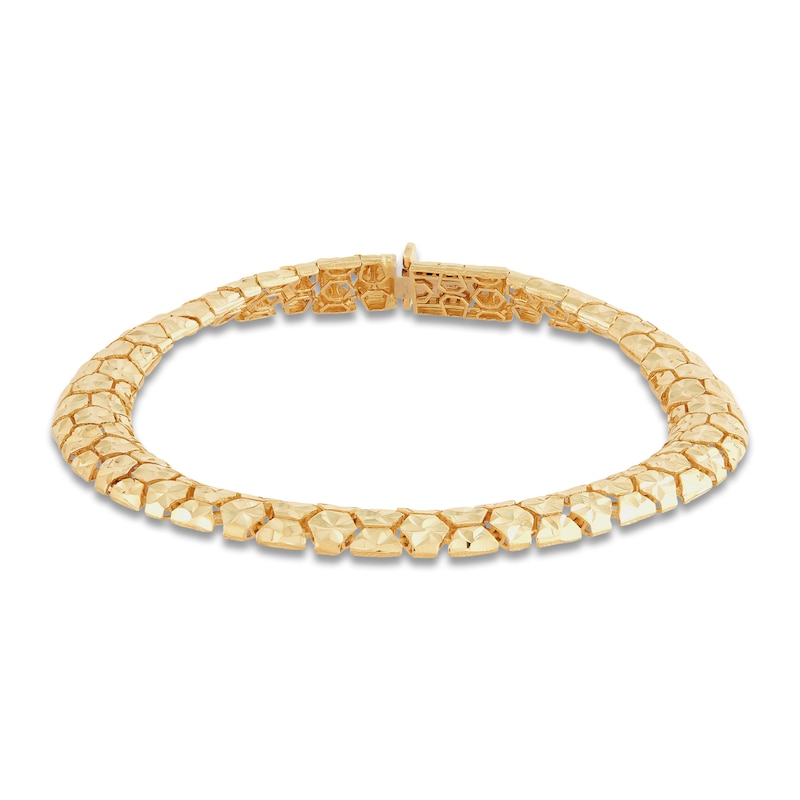 Main Image 1 of Italia D'Oro Diamond-Cut Snake Bracelet 14K Yellow Gold