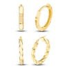 Thumbnail Image 1 of Twisted Hoop & Brick Huggie Earring Set 14K Yellow Gold