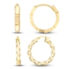 Thumbnail Image 2 of Twisted Hoop & Brick Huggie Earring Set 14K Yellow Gold