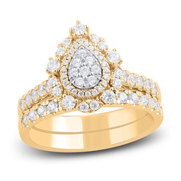 Pear-Shaped Diamond Bridal Set 1 ct tw 14K Yellow Gold