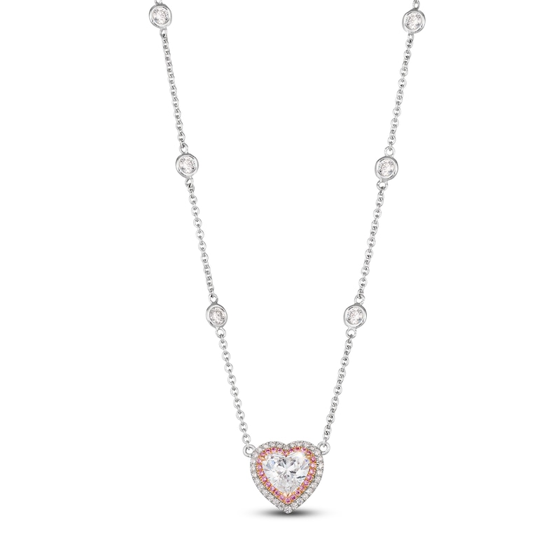 Main Image 1 of Le Vian Diamond Heart Necklace 3 ct tw Heart-Cut & Round Platinum