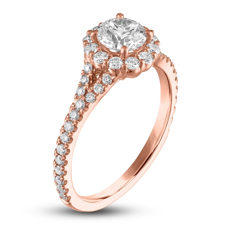 Main Image 2 of Diamond Halo Engagement Ring 1-1/6 ct tw 14K Rose Gold