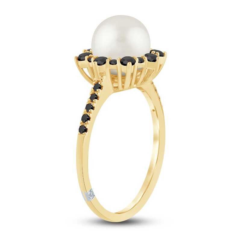 Main Image 2 of Pnina Tornai Freshwater Cultured Pearl & Black Diamond Ring 1/2 ct tw 14K Yellow Gold