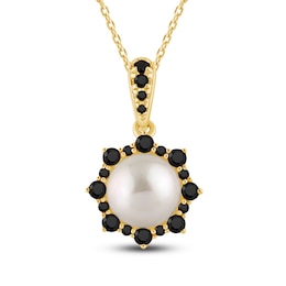 Pnina Tornai Freshwater Cultured Pearl & Black Diamond Pendant Necklace 1/2 ct tw 14K Yellow Gold