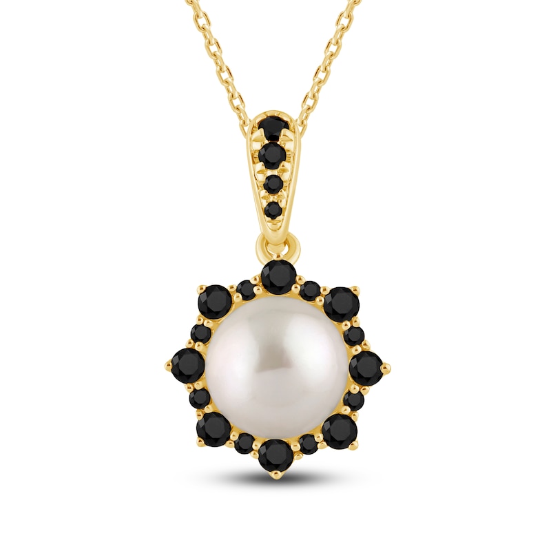 Main Image 1 of Pnina Tornai Freshwater Cultured Pearl & Black Diamond Pendant Necklace 1/2 ct tw 14K Yellow Gold