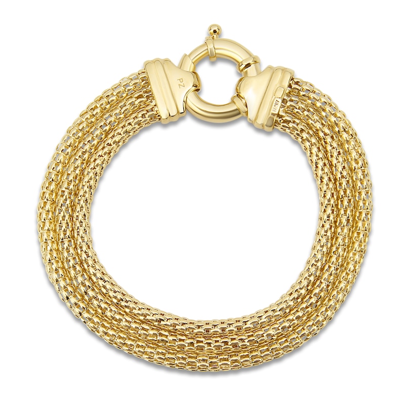 Main Image 1 of Italia D'Oro Triple Row Popcorn Bracelet 14K Yellow Gold 7.5"