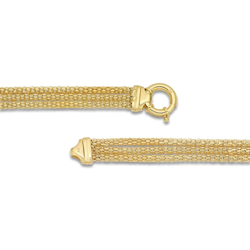 Main Image 2 of Italia D'Oro Triple Row Popcorn Bracelet 14K Yellow Gold 7.5"