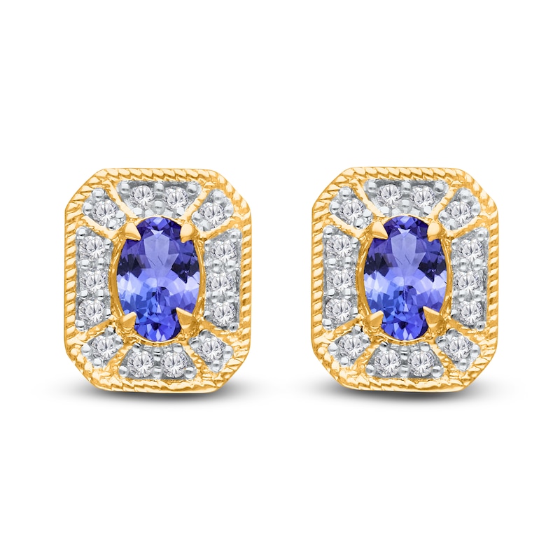 Main Image 1 of Kallati Natural Tanzanite & Diamond Earrings 1/5 ct tw 14K Yellow Gold
