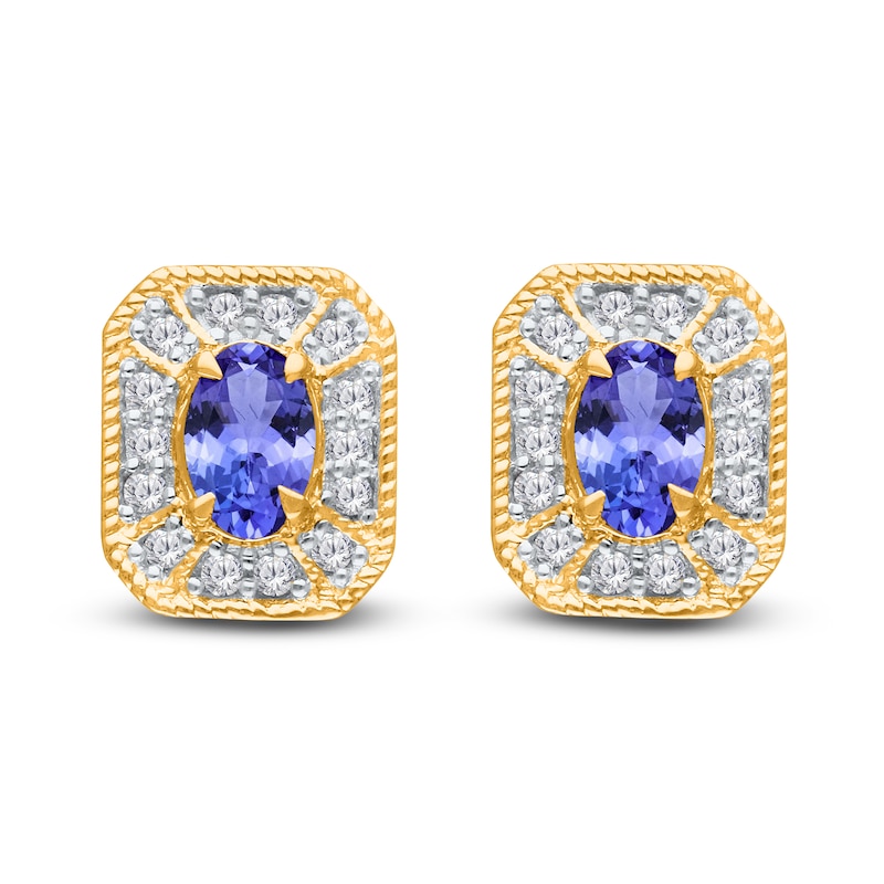 Kallati Natural Tanzanite & Diamond Earrings 1/5 ct tw 14K Yellow Gold