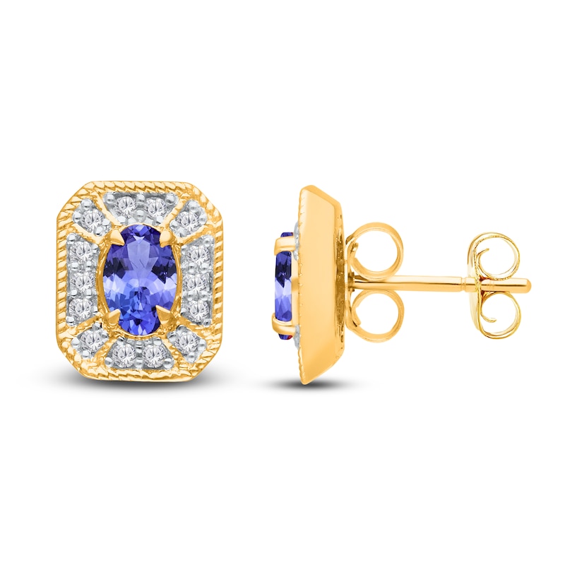 Main Image 2 of Kallati Natural Tanzanite & Diamond Earrings 1/5 ct tw 14K Yellow Gold