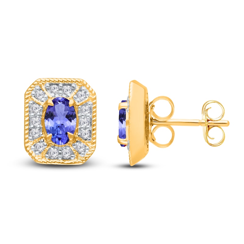 Kallati Natural Tanzanite & Diamond Earrings 1/5 ct tw 14K Yellow Gold