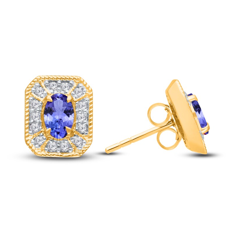 Main Image 3 of Kallati Natural Tanzanite & Diamond Earrings 1/5 ct tw 14K Yellow Gold