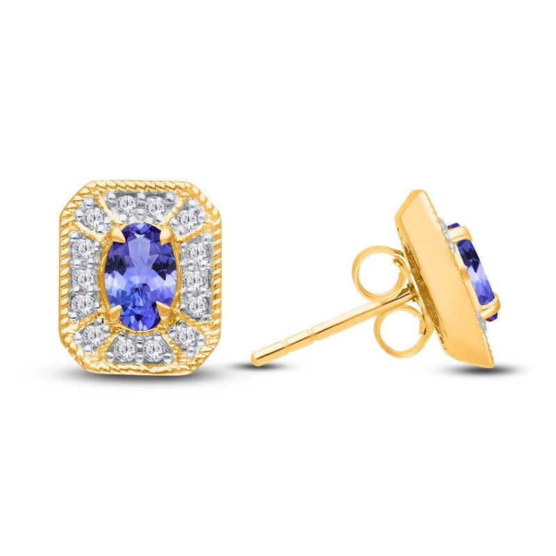 Kallati Natural Tanzanite & Diamond Earrings 1/5 ct tw 14K Yellow Gold